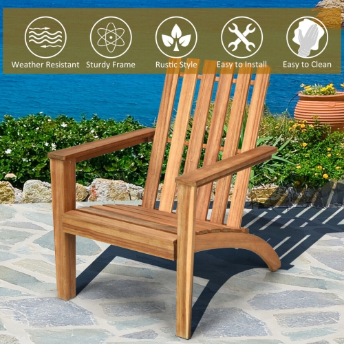 Patio Durable Patio Acacia Wood Adirondack Lounge Armchair