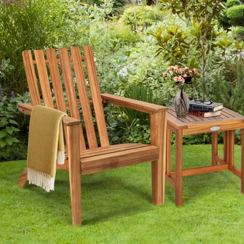Patio Durable Patio Acacia Wood Adirondack Lounge Armchair