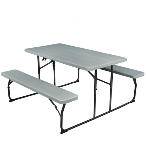 SLICKBLUE  Portable Folding Picnic Table Bench Set With Wood-Style Texture for Backyard Or Patio
