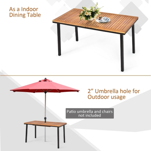 55 Inch Patio Rattan Dining Table with Umbrella Hole