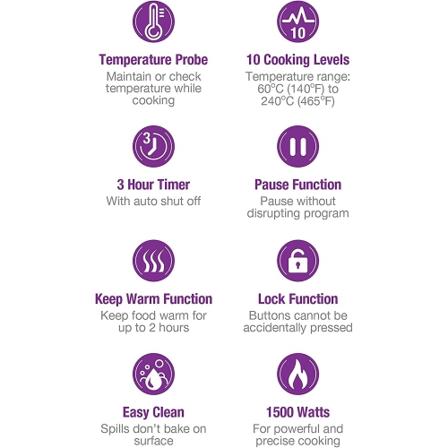 Salton ID1880 - Plaque de Cuisson Portable à Induction avec Affichage Digital et Sonde de Température, Noir