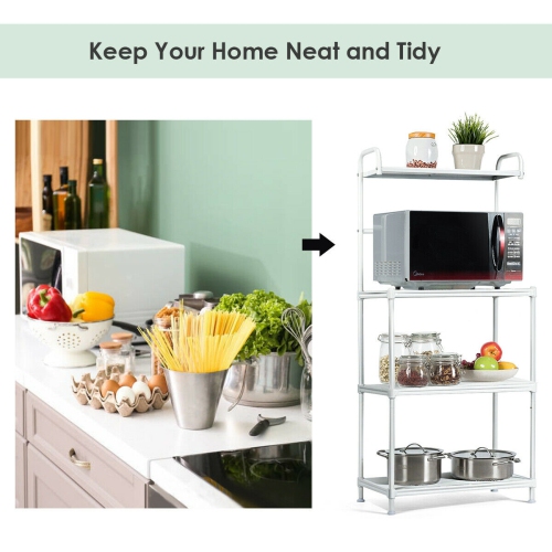 Kitchen Baker’s Rack with 4 Metal Shelves – Microwave Oven Stand & Storage Organizer