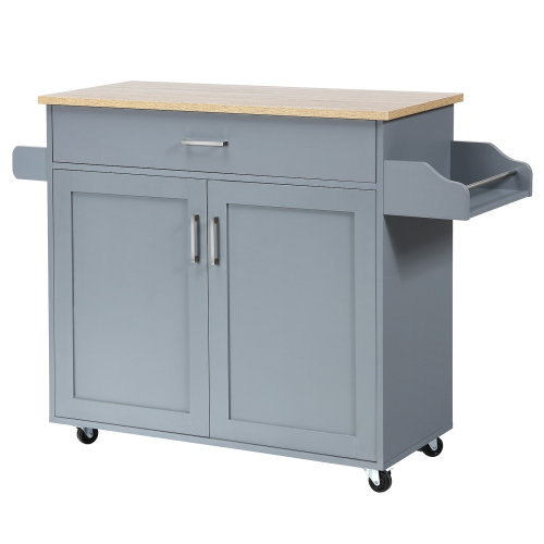 SLICKBLUE  Rolling Kitchen Island Cart With Towel And Spice Rack-Gray