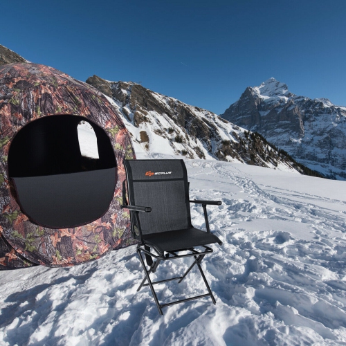 Fauteuil de chasse pivotant en filet pliable avec accoudoirs - Noir