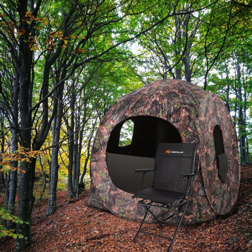 Fauteuil de chasse pivotant en filet pliable avec accoudoirs - Noir