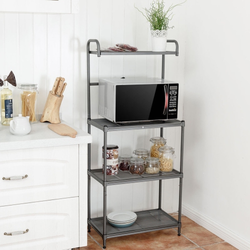 Kitchen Baker’s Rack with 4 Metal Shelves – Microwave Oven Stand & Storage Organizer