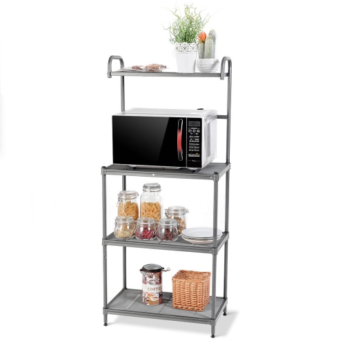 Kitchen Baker’s Rack with 4 Metal Shelves – Microwave Oven Stand & Storage Organizer