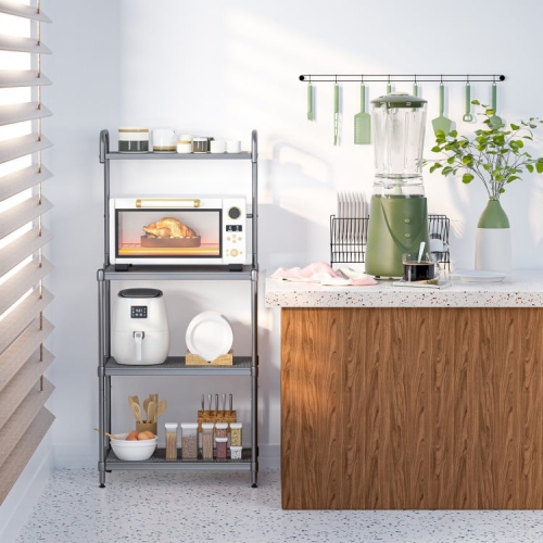 Kitchen Baker’s Rack with 4 Metal Shelves – Microwave Oven Stand & Storage Organizer