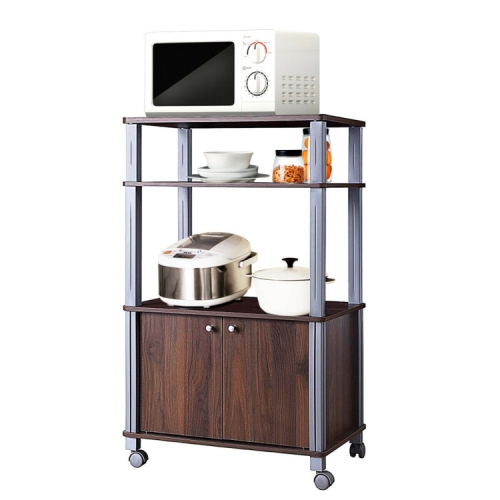 Mobile Kitchen Storage Rack – 2-Tier Baker’s Rack with Cabinet and Wheels