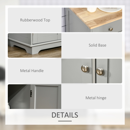 Buffet de HOMCOM avec rangement, armoire de cuisine de 40 po avec tablettes réglables, 3 tiroirs et 3 portes, armoire de bar à café avec table