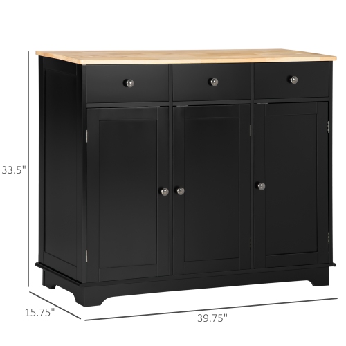 Armoire de buffet avec espace de rangement de HOMCOM, armoire de cuisine de 40&nbsp;po avec tablettes réglables, 3 tiroirs et 3 portes, armoire de