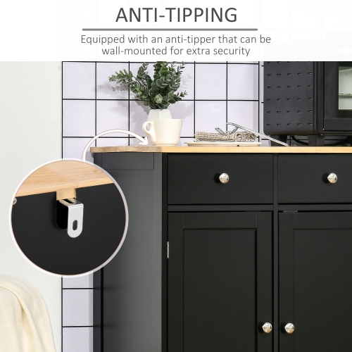 Armoire de buffet avec espace de rangement de HOMCOM, armoire de cuisine de 40&nbsp;po avec tablettes réglables, 3 tiroirs et 3 portes, armoire de