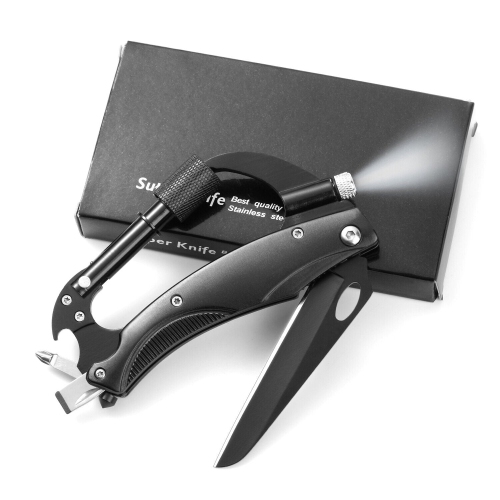 Multitool Carabiner Keychain Clip EDC Survival Tool for Camping, Hunting, Hiking