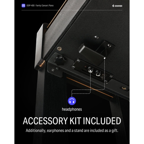 Donner DDP-400 88 Key Progressive Hammer Action Weighted Digital Piano with Furniture Stand & 3 Pedal for Professional