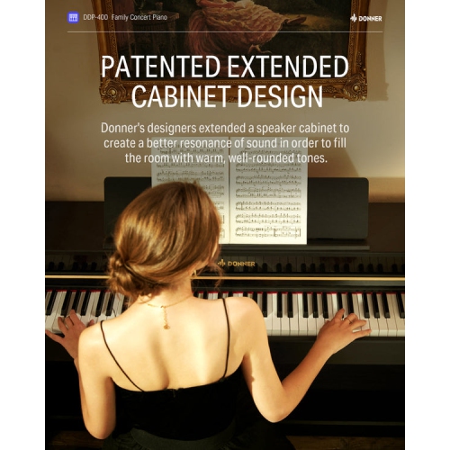 Donner DDP-400 88 Key Progressive Hammer Action Weighted Digital Piano with Furniture Stand & 3 Pedal for Professional
