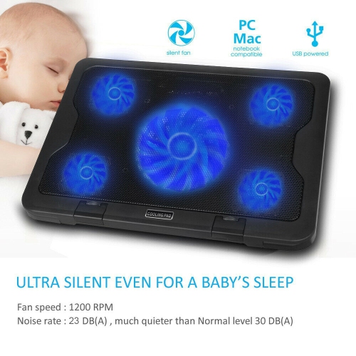 15.6"-17" Laptop Cooler Cooling Pad - Slim Portable USB Powered Quiet