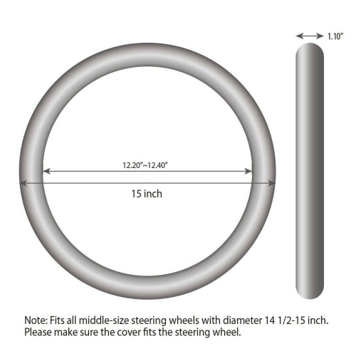 Black Premium Car Steering Wheel Cover for Sedan, SUV Universal 15 Inch CA