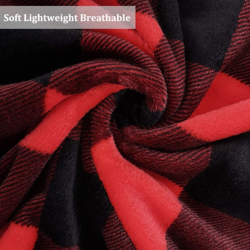 Christmas Red Black Checkered Sherpa Blanket Throw - Ultra Warm & Super Soft CA