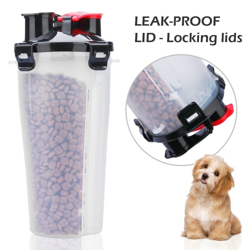 BPA-Free 2-in-1 Pet Food Container w/ 2 Collapsible Dog Bowls for Walking Hiking