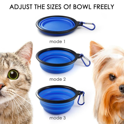 BPA-Free 2-in-1 Pet Food Container w/ 2 Collapsible Dog Bowls for Walking Hiking