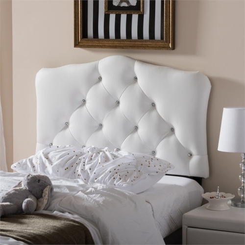 Rita Faux Leather Upholstered Twin Headboard in White
