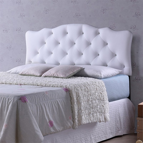 Pemberly Row Faux Leather Tufted Full Panel Headboard in White