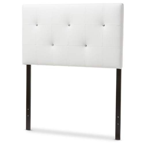 Bowery Hill Faux Leather Upholstered Twin Headboard in White