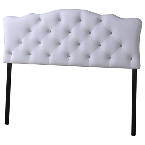 BAXTON STUDIO  Rita Faux Leather Tufted Full Panel Headboard In In White