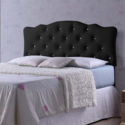Baxton Studio Rita Faux Leather Tufted Queen Panel Headboard in Black