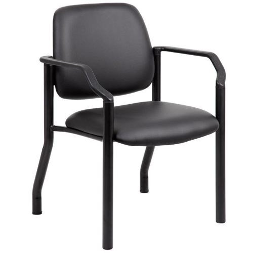Boss Office Big and Tall Faux Leather Guest Chair in Black