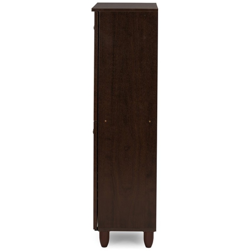 Baxton Studio Winda 4 Door Shoe Cabinet in Dark Brown