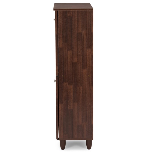 Baxton Studio Fernanda 4 Door Tall Shoe Cabinet in Oak Brown