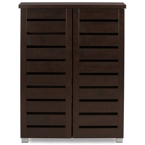 Baxton Studio Adalwin 2 Door Shoe Cabinet in Dark Brown