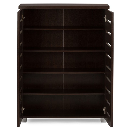 Baxton Studio Adalwin 2 Door Shoe Cabinet in Dark Brown