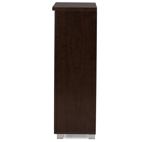 Baxton Studio Adalwin 2 Door Shoe Cabinet in Dark Brown