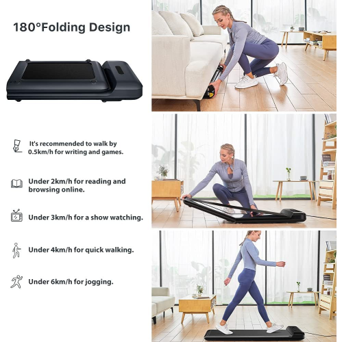 Kingsmith WALKINGPAD C2 Smart Folding Walkingpad Under Desk Portable Walking Pad Digital Electric Slim Foldable Fitness Training Cardio Workout for Home/Office- Black