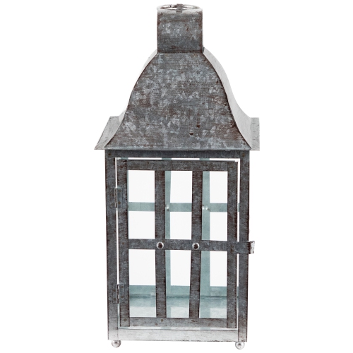 Distressed Galvanized Metal Candle Lanterns - 23.75" - Set of 2