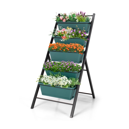 SLICKBLUE  5-Tier Vertical Garden Planter Box Elevated Raised Bed With 5 Container-Green