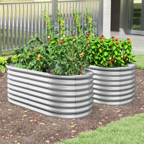 Lit de jardin ovale surélevé en métal avec fond ouvert pour planter à l'extérieur