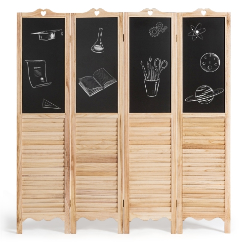 SLICKBLUE  4-Panel Folding Privacy Room Divider Screen With Chalkboard