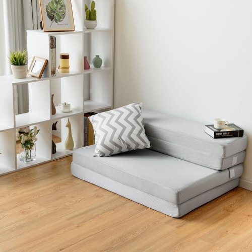 4 Inch Folding Sofa Bed Foam Mattress with Handles-Twin size