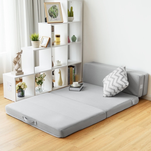 4 Inch Folding Sofa Bed Foam Mattress with Handles-Twin size