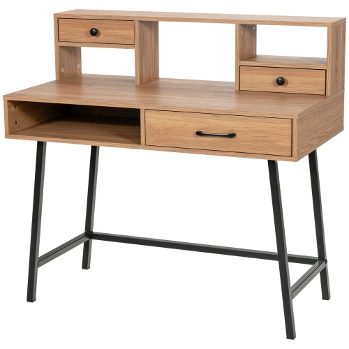 SLICKBLUE  42-Inch Vanity Desk With Tabletop Shelf And 2 Drawers-Natural