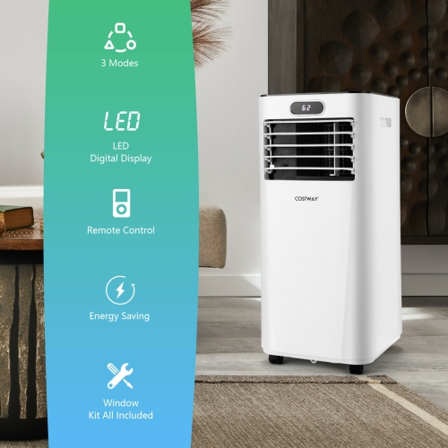 Climatiseur portatif de 14 10000 BTU avec télécommande - Blanc