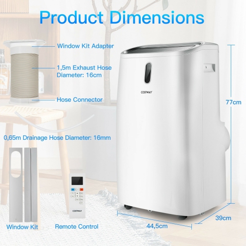 12000 BTU Portable 4-in-1 Air Conditioner with Smart Control-White