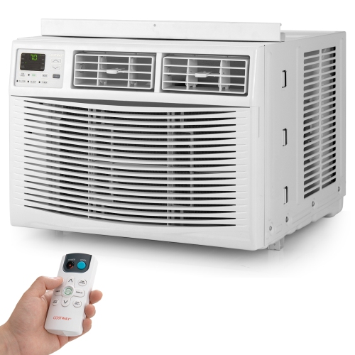 10000 BTU Energy Efficient Window Air Conditioner Cools Rooms up to 450 sq.ft with 24H Timer and Remote Control-White