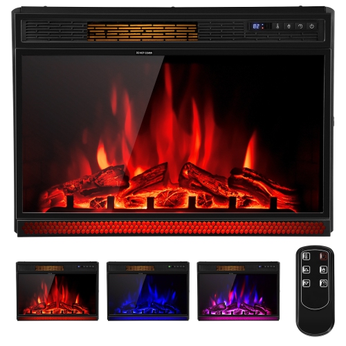 28 Inch Electric Freestanding and Recessed Fireplace with Remote