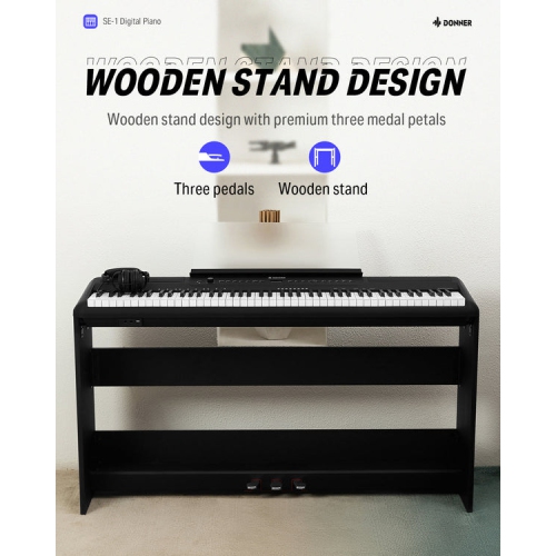 Donner SE-1 88 Key Hammer Action Weighted Digital Piano Portable Professional Arranger Keyboard with Stand