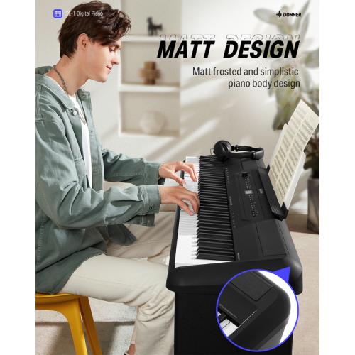 Donner SE-1 88 Key Hammer Action Weighted Digital Piano Portable Professional Arranger Keyboard with Stand