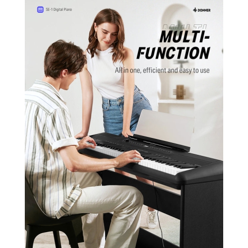Donner SE-1 88 Key Hammer Action Weighted Digital Piano Portable Professional Arranger Keyboard with Stand